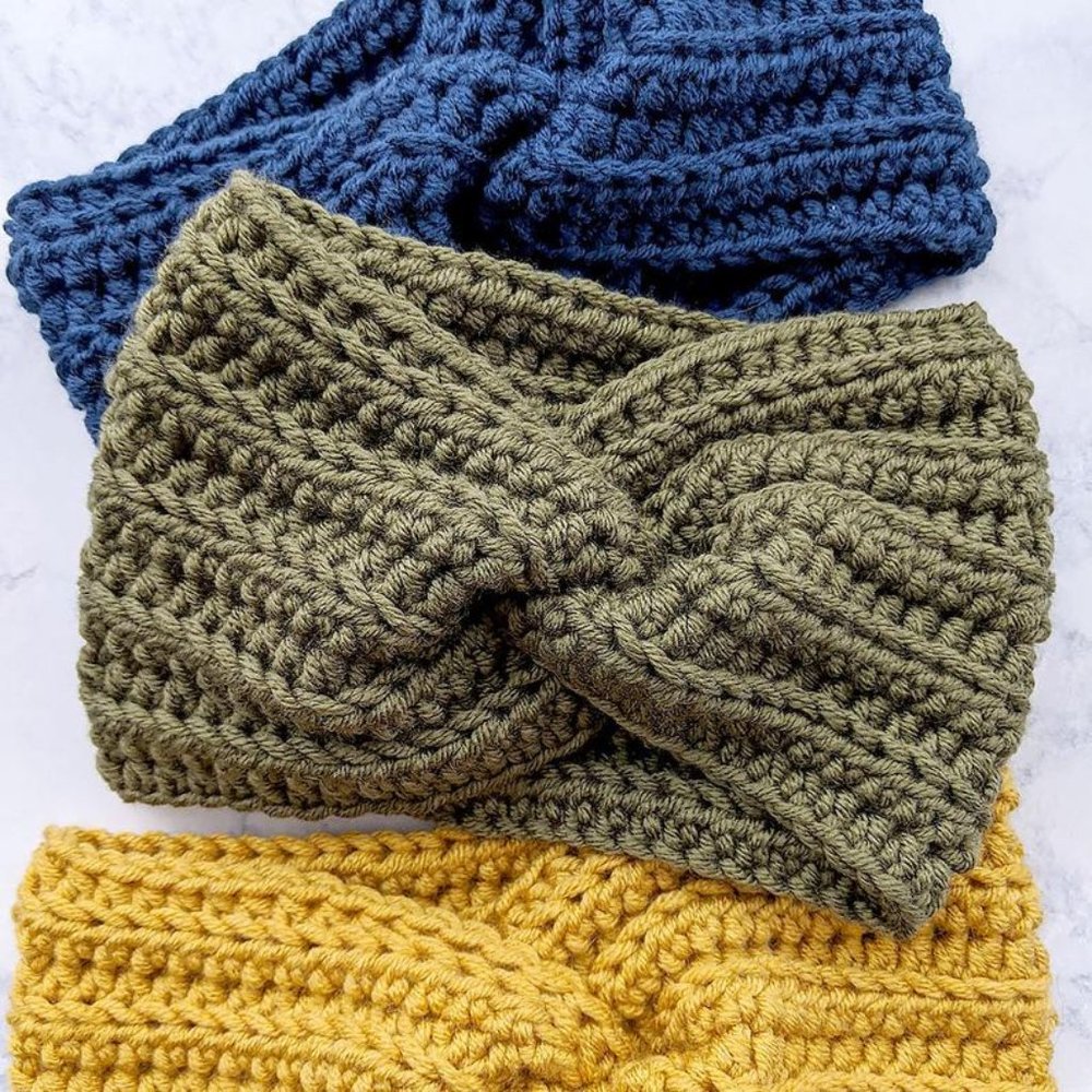 Crochet Twisted Ear Warmer Headband